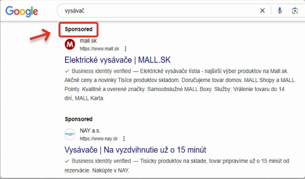 Reklama vo vyhľaldávaní Google